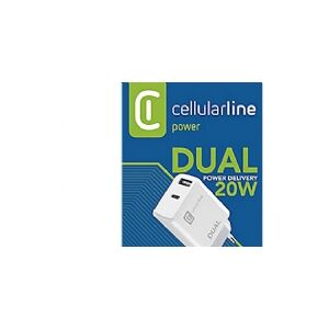 CellularLine CL adapter 220V - 20W dual Adapter til Apple, m/USB-C & USB tilslutning