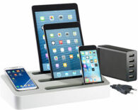 Callstel Support pour appareils mobiles avec emplacement batterie + Chargeur USB 5 ports