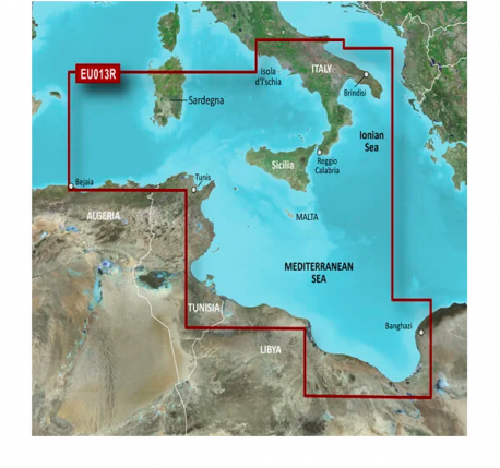 Garmin Cartografia BlueChart G3 HD Vision con supporto SD/Micro SD Italia Sud Ovest Tunisia VEU013R