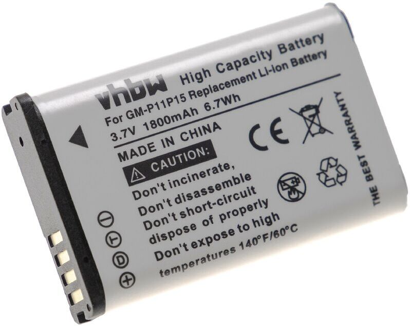 Battery compatible with Garmin Montana 600, 600T, 600t Camo, 650, 650T, 680, 680T gps Navigation System Sat Nav (1800mAh, 3.7 v, Li-ion) - Vhbw