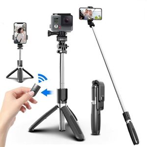 INF Selfie stick/mobilstativ med fjernbetjening Kamera og Gopro kompatibel  19-100 cm