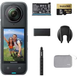 Insta360 X4 Endurance Bundle - 8K Waterproof 360 Action Camera, 4K Wide-Angle Video, Invisible Selfie Stick, Removable Lens Guards, 135 Min Battery Life, AI Editing, Stabilization, for Sports, Travel