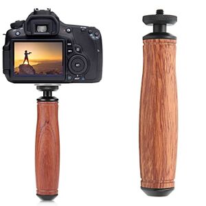 Annadue Camera Handle Grip, Camera Wooden Grip Extension Stabilizer, Sports Shooting Video Grip Accessories, Mini Head (PU3209)