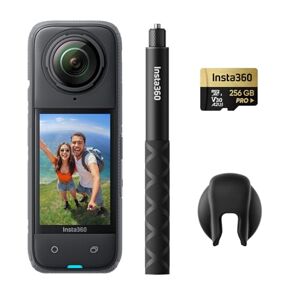 Insta360 X4 Get-Set Bundle - 8K Waterproof 360 Action Camera, 4K Wide-Angle Video, Invisible Selfie Stick, Removable Lens Guards, 135 Min Battery Life, AI Editing, Stabilization, for Sports, Travel