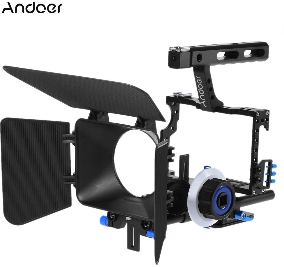 Andoer C500 Aluminum Alloy Camera Camcorder Video Cage Rig Kit Film Making System with 15mm Rod