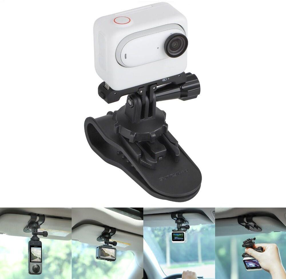 chuanglanYZ 360 Degree Rotation Car Sun Visor Camera Mount for DJI Action 3 GoPro 11 Insta360 X2/X3 GO 3