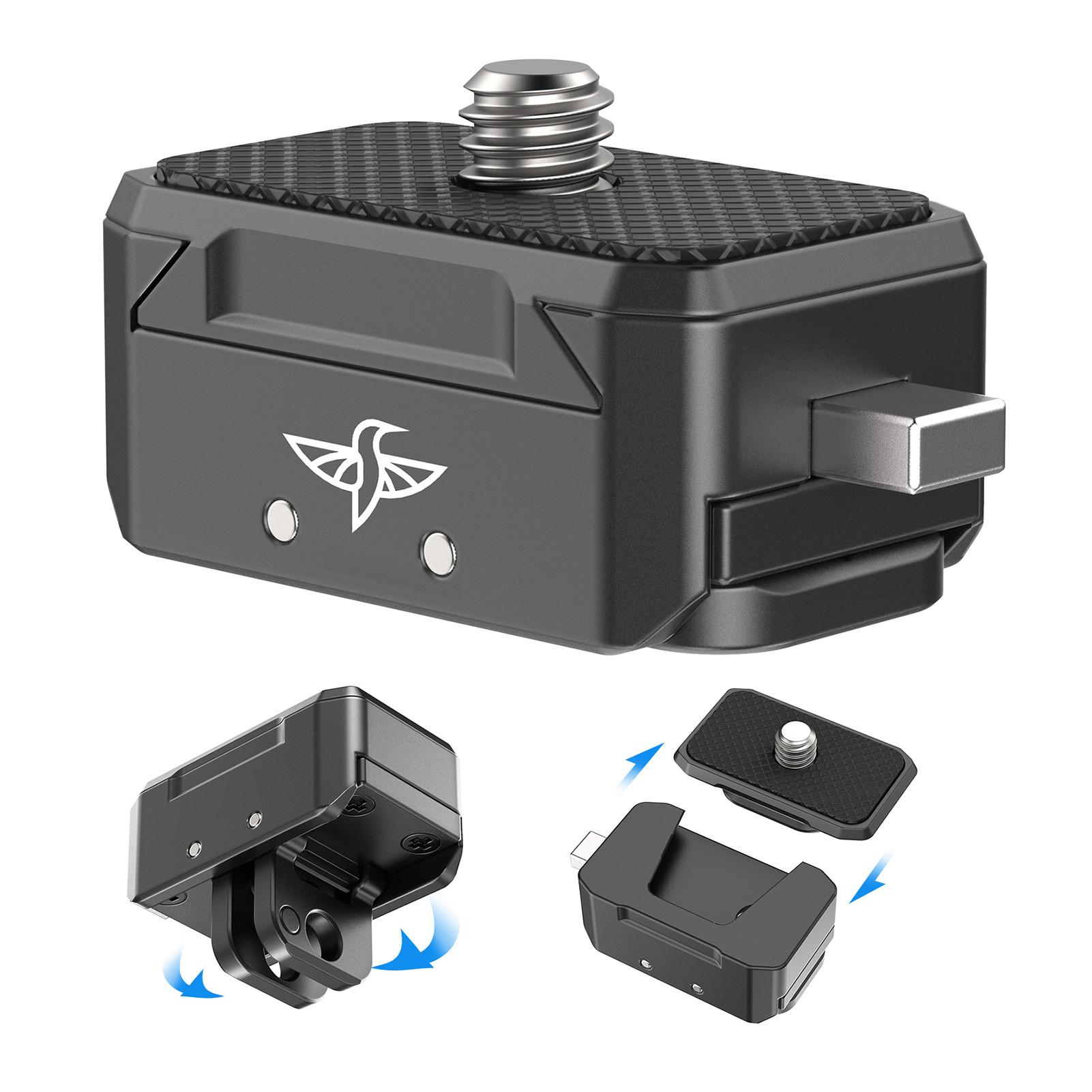 Ulanzi video accessories Aluminum Quick Release Mount Adapter Base with Mount Plate Magnetic Action Camera Mount Universal 1/4-inch Interface