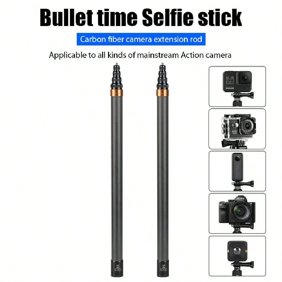 SHEIN For Insta360 X3 Accessories 290CM Carbon Fiber Selfie Stick For DJI Action 4/3/Gopro Sports Camera Super Long Selfie Stick Black