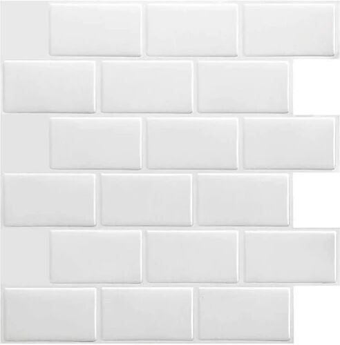 Randy & Travis Machinery 10Pcs Tiles 3D Peel And Stick Wall Tile Subway White 30X30Cm