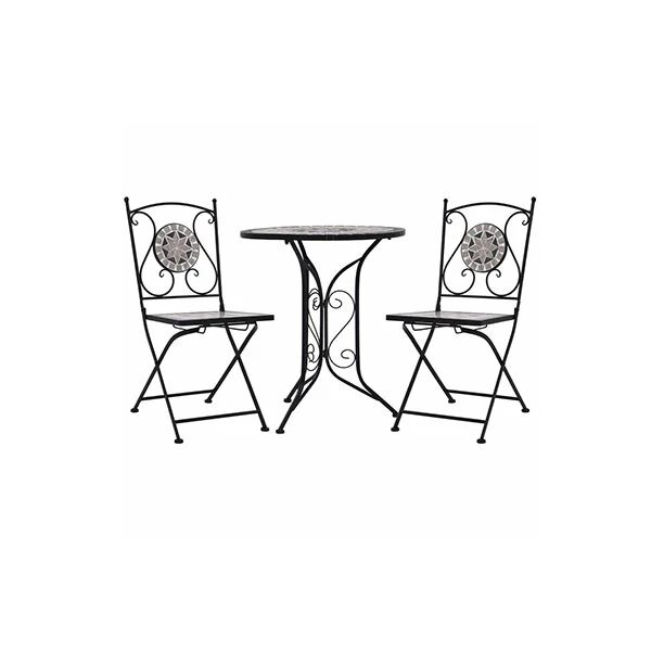 Unbranded 3 Piece Mosaic Bistro Set Ceramic Tile Grey