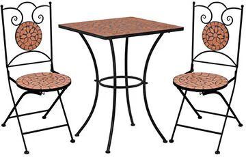 Unbranded 3 Piece Mosaic Bistro Set Ceramic Tile Terracotta