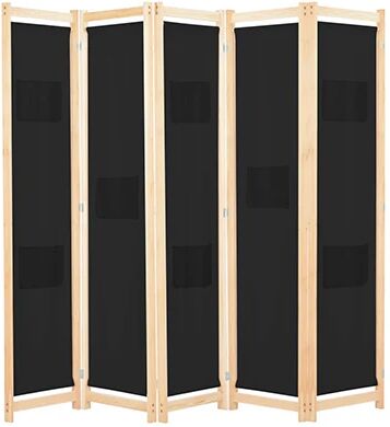 Unbranded 5 Panel Room Divider Black Fabric