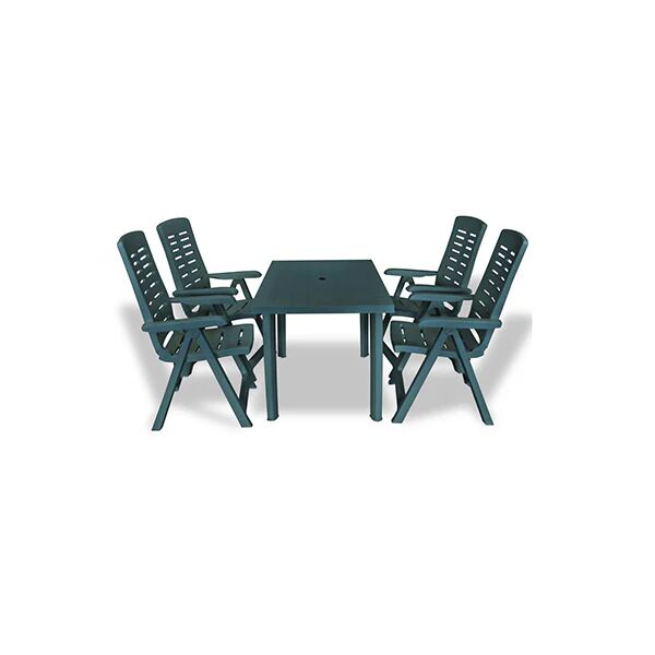 Unbranded 5 Piece Outdoor Dining Set Plastic Green