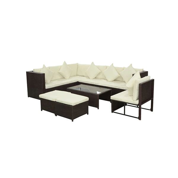 Unbranded 8 Piece Garden Lounge Set With Cushions Poly Rattan Brown