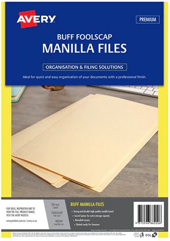 Avery Manilla Folder Buff Foolscap Pk20