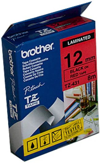 Brother TZe431 Labeling Tape Laminated 12Mm Black On Red Tape