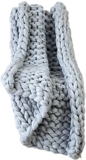 Unbranded Hand Knitted Chunky Blanket Thick Acrylic Yarn Home Decor Rug Grey