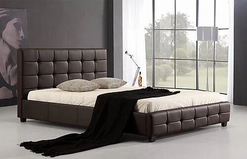 Unbranded Double PU Leather Deluxe Bed Frame Brown