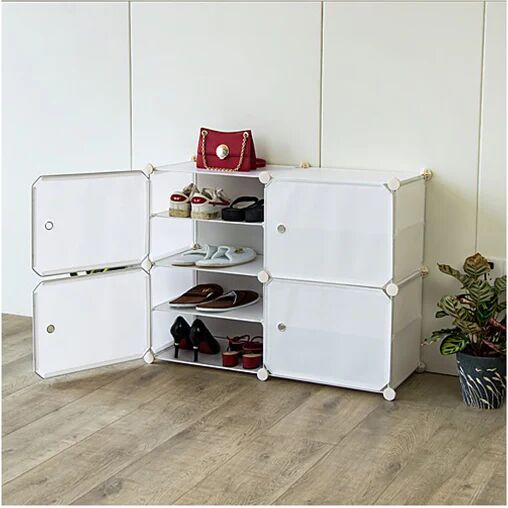 Randy & Travis Machinery Portable White Cube Shoe Storage Cabinet 2 Column 4 Rows