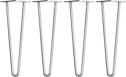 Unbranded Set Of 4 Chrome Retro Hairpin Table Legs 12Mm Steel Bench Desk