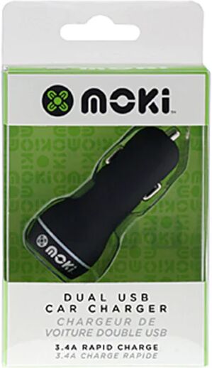 Moki Dual Usb Car Charger Blk