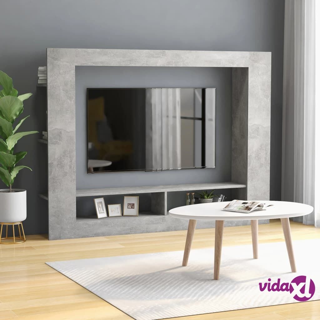 vidaXL TV Cabinet Concrete Grey 152x22x113 cm Chipboard