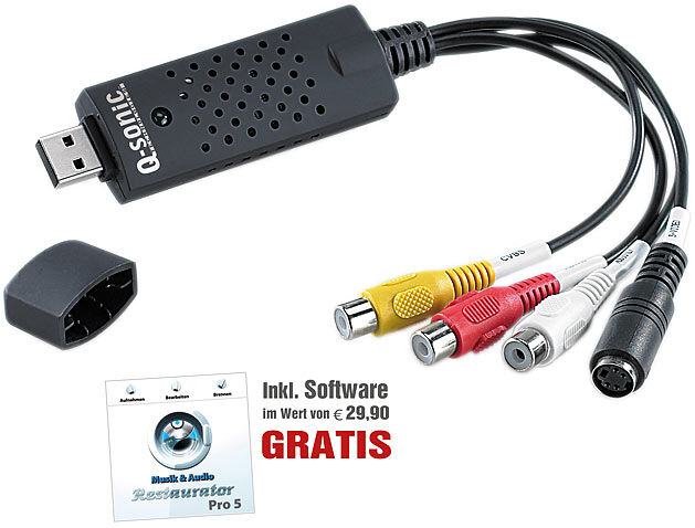 Q-Sonic USB-Video-Grabber VG-202 zum Digitalisieren inkl. Software