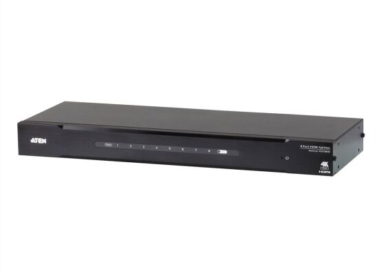 Aten VS0108HB HDMI Splitter, 8 Ports, 19'', 1HE, 4K, 3D, 18Gbps, IN: 1x HDMI / 1x RS-232, OUT: 8x HDMI