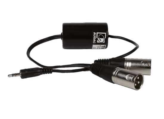 Audac TR 2080 Ground Loop Isolator, Miniklinke male / 2x XLR male