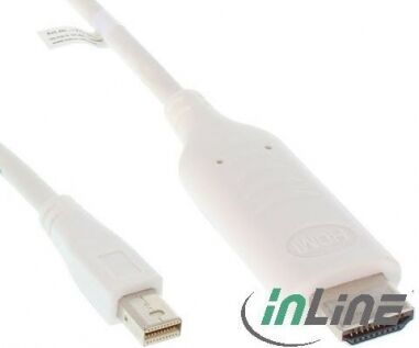 InLine Mini DisplayPort zu HDMI Konverter Kabel ink. Audio 2m - Weiss