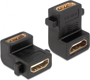 DeLock 65510 - Adapter HDMI A Buchse > Buchse mit Schraubanschluss 90 Grad gewinkelt