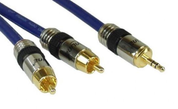 InLine 89935P - Cinch/Klinke Kabel, PREMIUM, 2x Cinch Stecker an 3,5mm Klinke Stecker, 5m