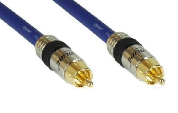 InLine 89410P - Cinch Kabel AUDIO, PREMIUM, vergoldete Stecker, 1x Cinch Stecker / Stecker, 10m