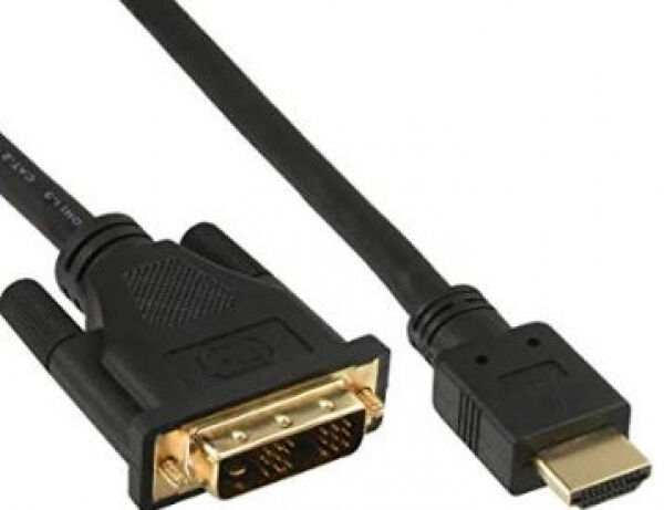 InLine 17661P - HDMI-DVI Kabel, vergoldete Kontakte, HDMI Stecker auf DVI 18+1 Stecker, 1m