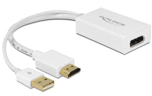 DeLock 62496 - Adapter HDMI-A Stecker > Displayport 1.2 Buchse Weiss