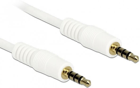 DeLock 83440 - Kabel Klinke 3,5 mm 4 Pin Stecker > Stecker 1 m - Weiss