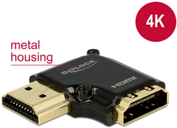 Delock 65660 - HDMI Adapter A -> A St/Bu 90 Grad links 4K Metallgehäuse