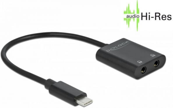 DeLock 66563 - Audio Splitter USB Type-C zu 2 x Klinkenbuchse Kunststoff