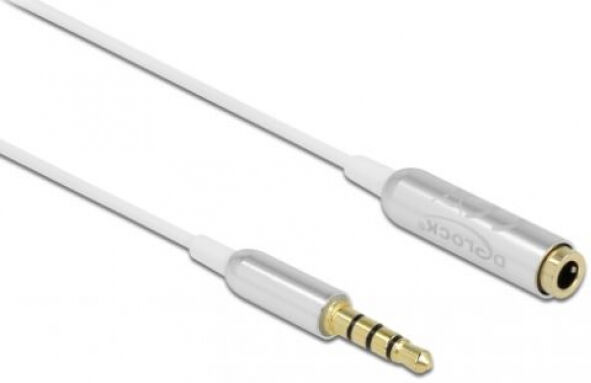 DeLock 66072 - Audio Verlängerungskabel Klinke 3,5 mm 4 Pin Stecker zu Buchse Ultra Slim Weiss - 0.5m