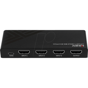 LINDY 38232 - HDMI Switch, 3 Port, 4K 60 Hz