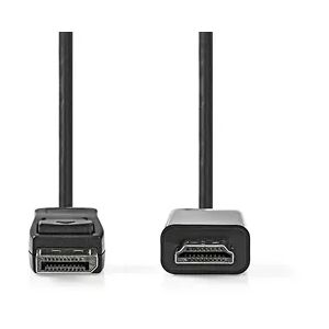 Nedis Displayport-Kabel - DisplayPort Stecker - HDMI Stecker - 1080p - Vernickelt - 1.00 m - Rund - PVC - Schwarz - Label