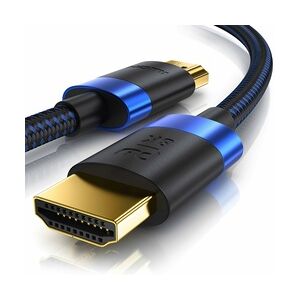 Primewire - 2m High Speed 8K HDMI Kabel 2.1 mit Ethernet ARC 3D 4K Ultra HD 7680x4320 @ 120 Hz PS4 360 TV OLED PC Laptop Beamer Monitor - Schwarz/Blau
