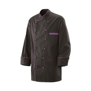 Exner 207 - Kochjacke schwarz langarm mit Paspel in verschiedenen Farben : purple 65% Polyester 35%Baumwolle 220 g/m2 3XL