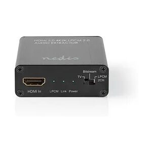 Nedis HDMI Extractor - HDMI Input - HDMI Output / TosLink Female / 1x 3.5 mm - Maximum resolution: 4K@60Hz - 18 Gbps - Metal - Anthracite - Gift Box