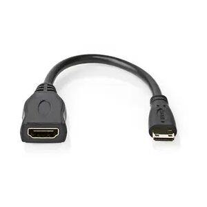 Nedis High Speed ​​HDMI  Kabel mit Ethernet - HDMI Mini Stecker - HDMI Ausgang - 4K@30Hz - 10.2 Gbps - 0.20 m - Rund - PVC - Schwarz - Plastikbeutel