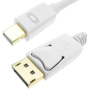 CableMarkt - Adapterkabel mit Mini-DisplayPort-Stecker auf DisplayPort-Stecker 2K 4K 1080p FullHD, 3 m, weiße Farbe