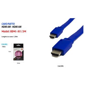 Trade Shop Traesio - hdmi kabel 1.5 m full hd 1080P 1600P flat 24K maxtech audio video HDMI-HI1.5M