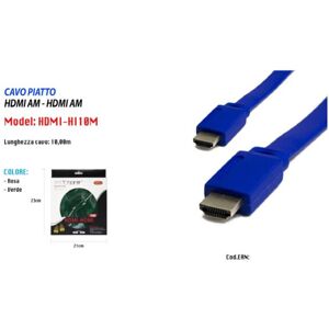 Trade Shop Traesio - hdmi kabel full hd 1080P 1600P flach 24K tv xbox video 10 meter maxtech HDMI-HI10M