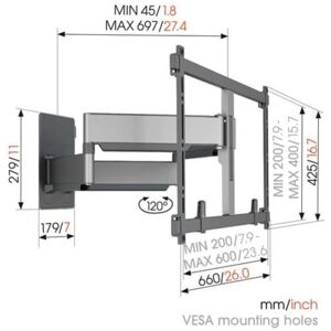 Vogels Elite TVM5855 120° schwenkbar TV-Wandhalter 55-100 (140-254 cm) - Vogel's