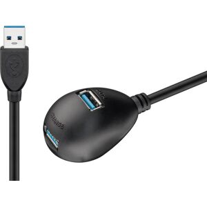 Goobay USB 3.0 Hi-Speed-Verlängerungskabel mit Standfuss, Schwarz - USB 3.0-Stecker (Typ A) > 2x USB 3.0-Buchse (Typ A)